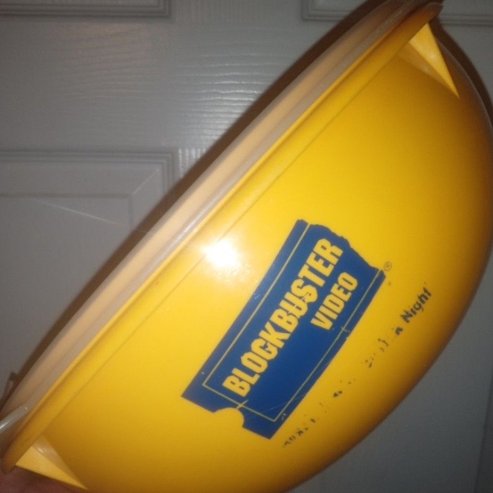 Vintage Blockbuster Video Yellow Popcorn Tupperware